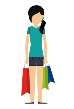 Avatar kişi alışveriş torbaları ile