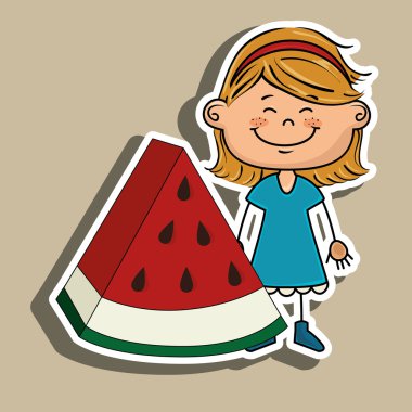 çocuk kız karpuz meyve simgesi