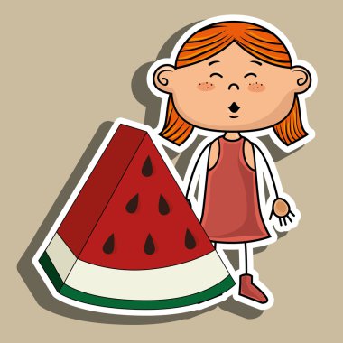 çocuk kız karpuz meyve simgesi