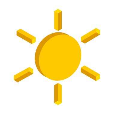 Güneş izometrik izole simgesi