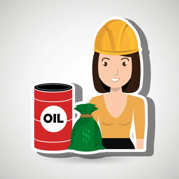 Mujer barril petróleo dinero — Archivo Imágenes Vectoriales