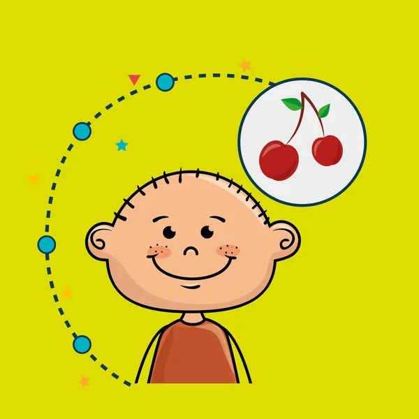 Niño fruta comida saludable — Archivo Imágenes Vectoriales