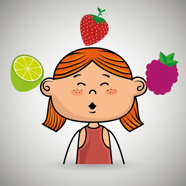 Fille fruit nourriture sain — Image vectorielle