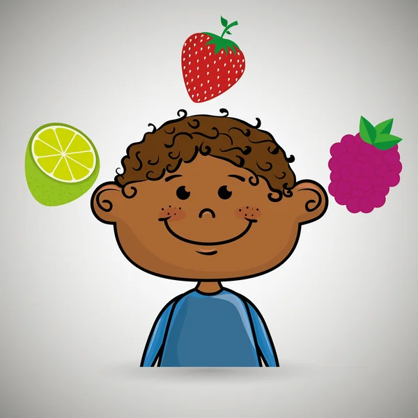 Garçon fruit nourriture sain — Image vectorielle