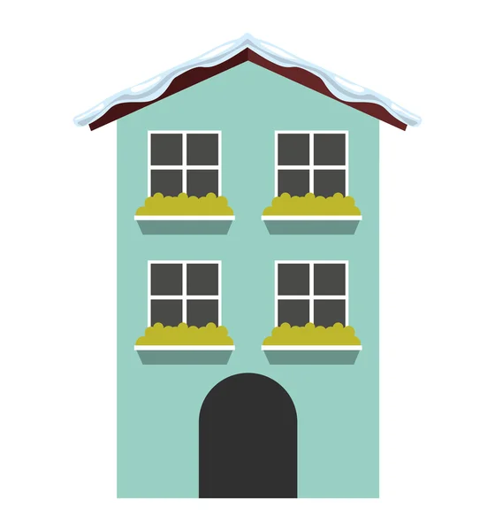 Casa edificio aislado icono — Vector de stock