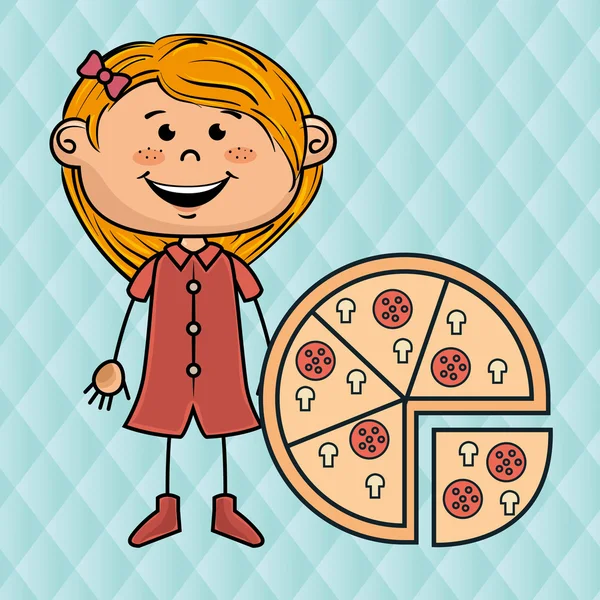 Пицца для девочек — стоковый вектор