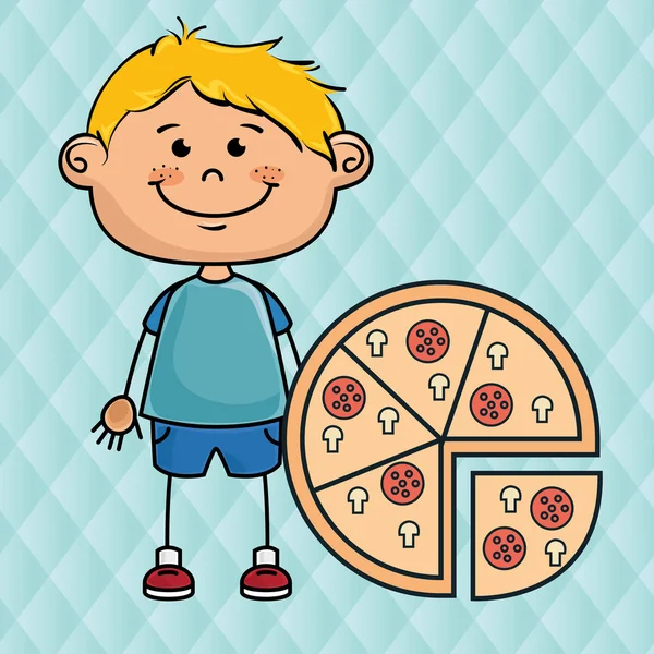 Chico pizza comida rápida — Archivo Imágenes Vectoriales