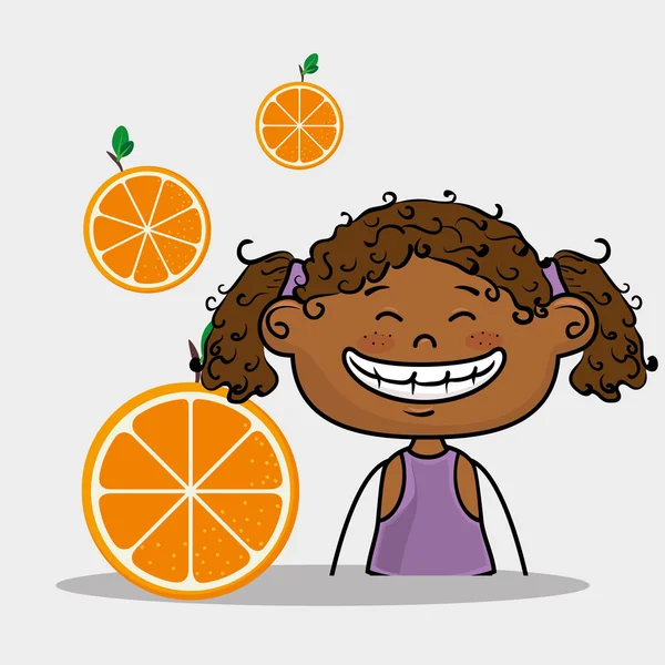 Fille enfant fruit nourriture — Image vectorielle