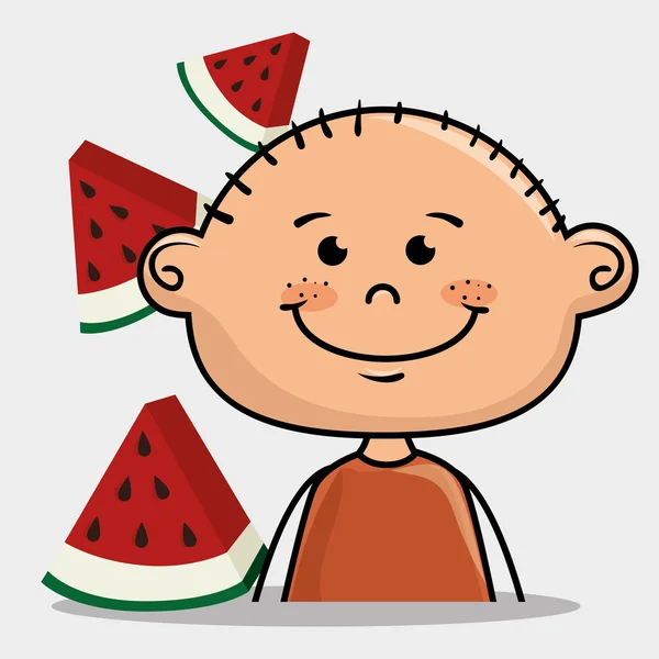 Хлопчик дитина фруктова їжа — стоковий вектор