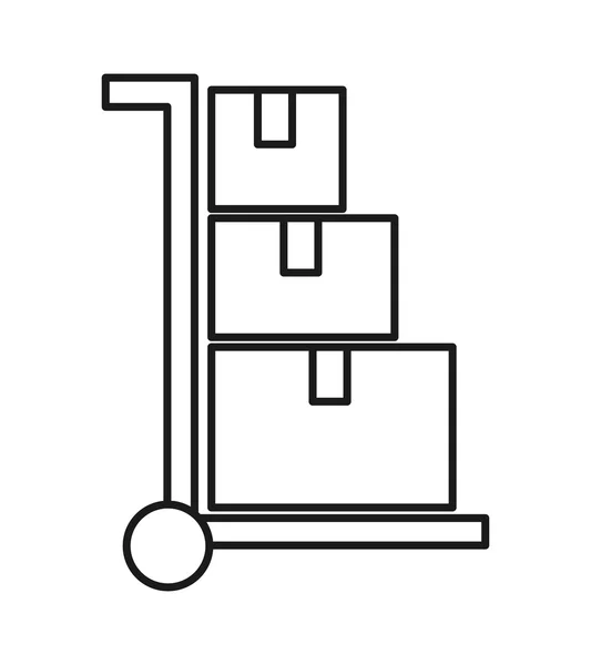 Vagn lådor transpot isolerade ikonen — Stock vektor