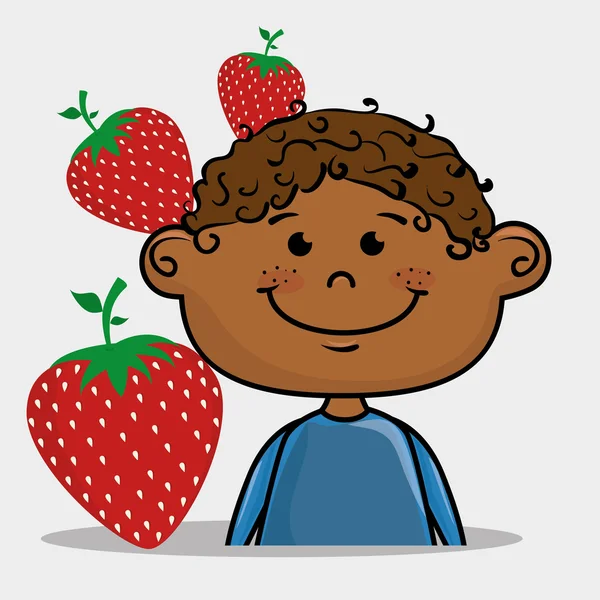 Αγόρι παιδί φρούτων τροφίμων — Διανυσματικό Αρχείο