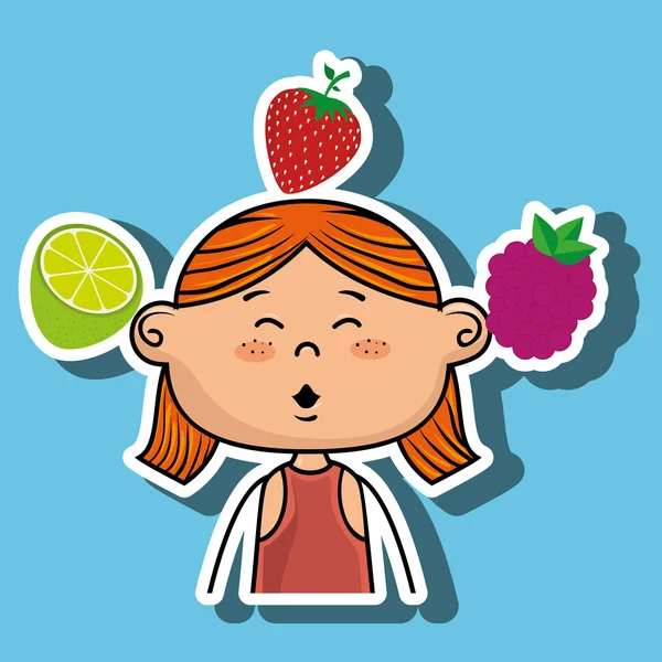 Fille fruit nourriture sain — Image vectorielle