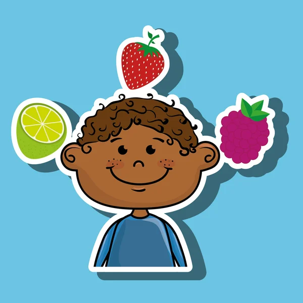 Niño fruta comida saludable — Archivo Imágenes Vectoriales