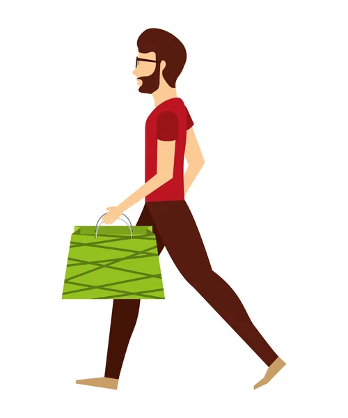 Avatar persona con bolsas de compras — Archivo Imágenes Vectoriales