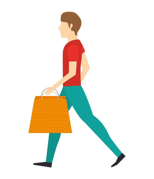 Avatar person with shopping bags — Stock Vector