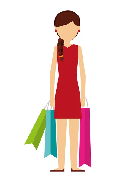 Avatar persoon met shopping tassen — Stockvector