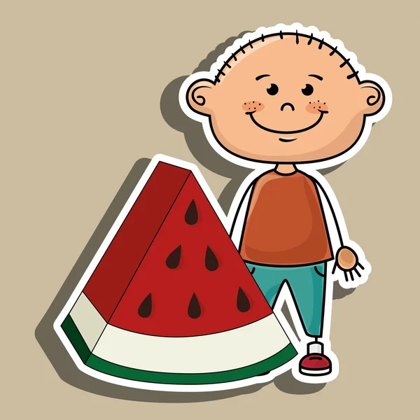 Niño niño sandía fruta icono — Archivo Imágenes Vectoriales