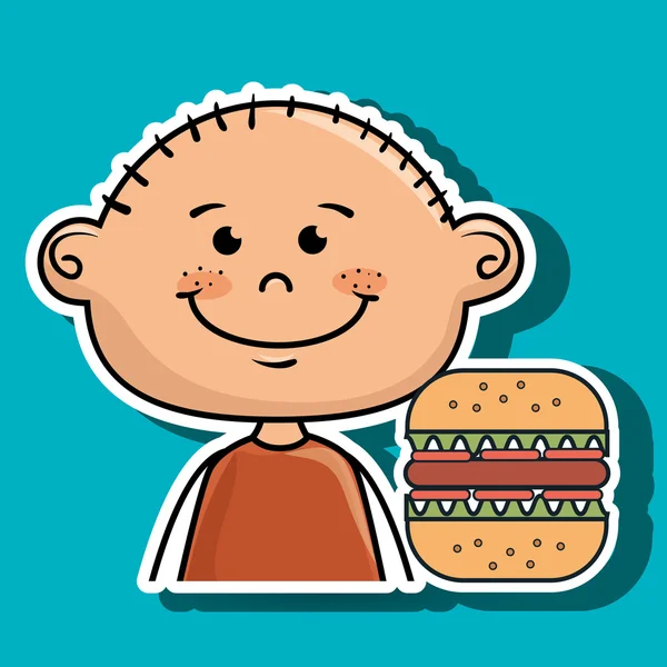 Hamburguesa chico comida rápida — Archivo Imágenes Vectoriales