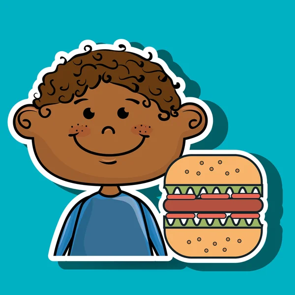 Garçon hamburger restauration rapide — Image vectorielle