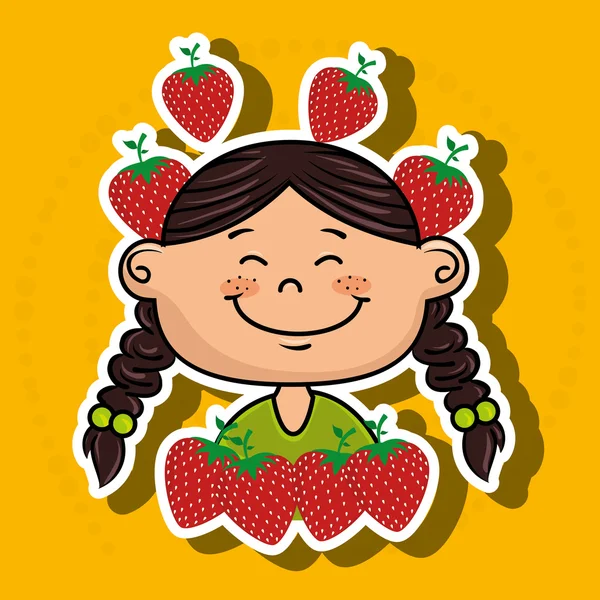 Κορίτσι παιδί φρούτων τροφίμων — Διανυσματικό Αρχείο