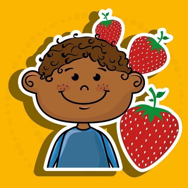 Ragazzo bambino frutta cibo — Vettoriale Stock