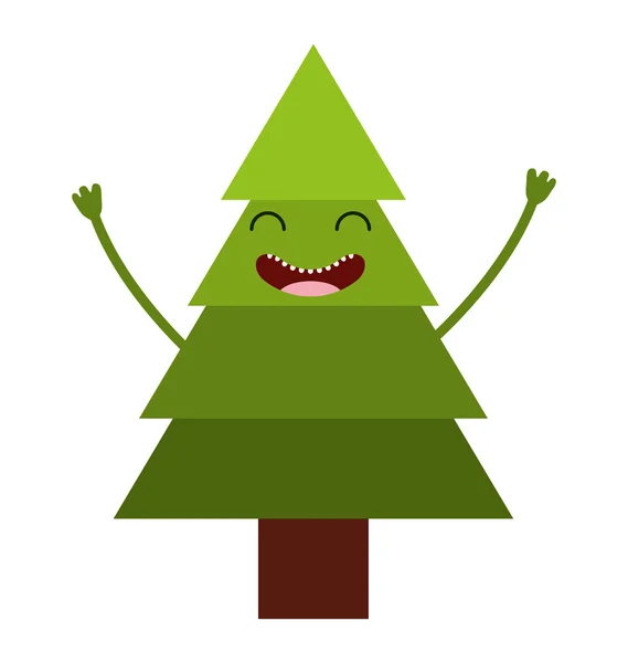 Boom pine kerst geïsoleerde pictogram — Stockvector
