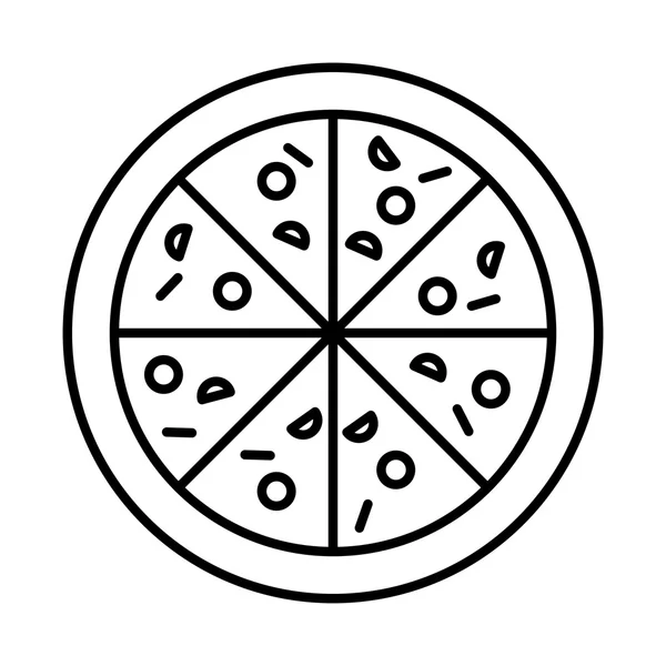 Läcker pizza snabbmatsikon — Stock vektor