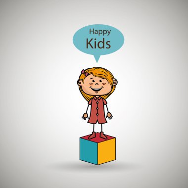 kız çocuklar mutlu küp simgesini