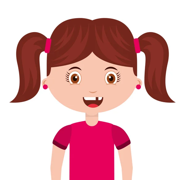 Linda niña aislado icono — Vector de stock