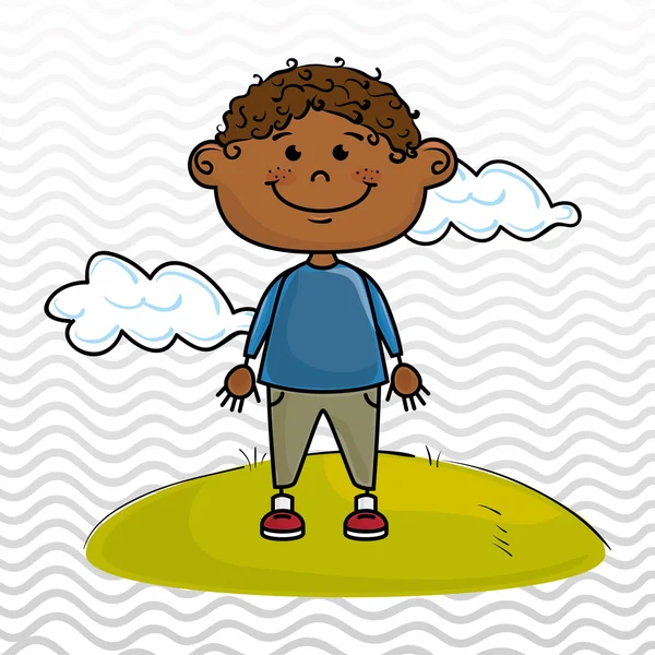 Boy kid cloud meadow icon — Stock Vector