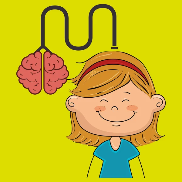 Kız beyin kablo fikir — Stok Vektör