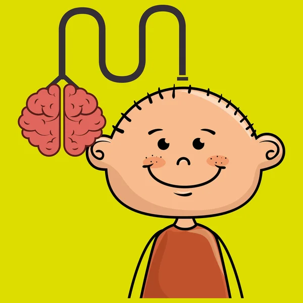 Pojke kid hjärnan kabel idé — Stock vektor