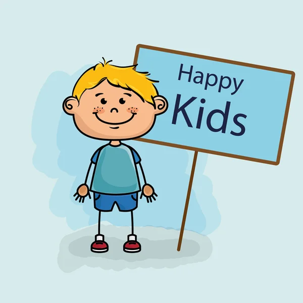 Boy kids happy poster — Stock Vector