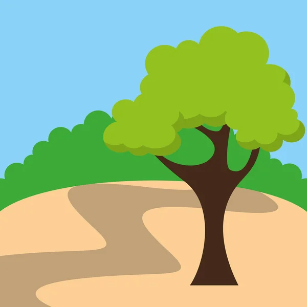 Δέντρο τοπίων απομονωμένες εικονίδιο πεδίου — Διανυσματικό Αρχείο