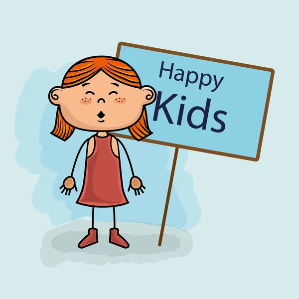 Girl kids happy poster — Stock Vector