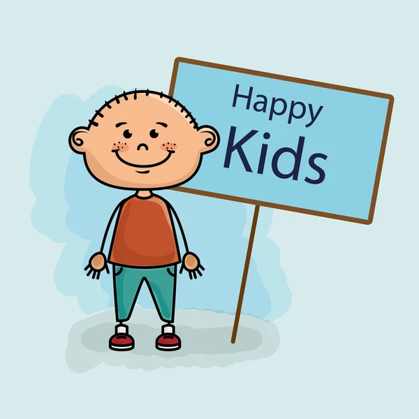 Boy kids happy poster — Stock Vector