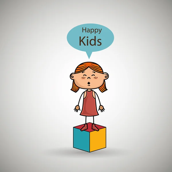 Chica niños feliz cubo icono — Archivo Imágenes Vectoriales