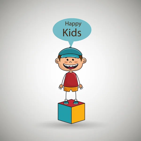 Çocuk çocuklar mutlu küp simgesini — Stok Vektör