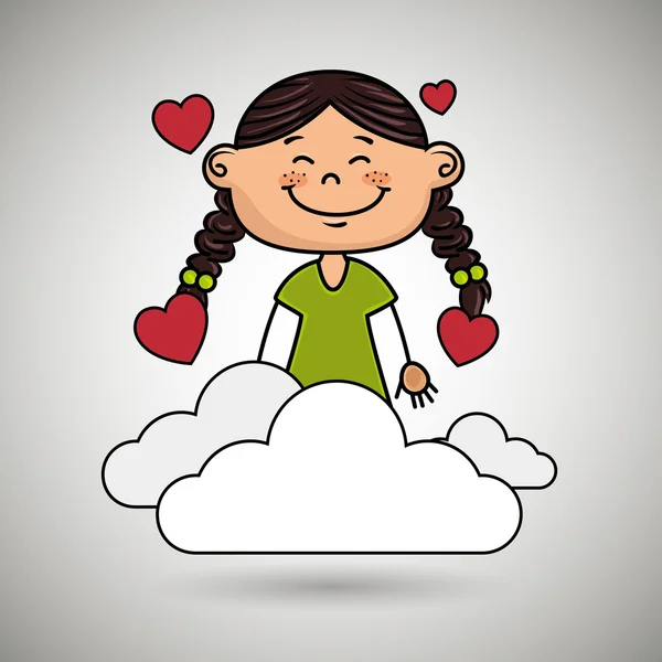 Menina nuvem coração amor — Vetor de Stock