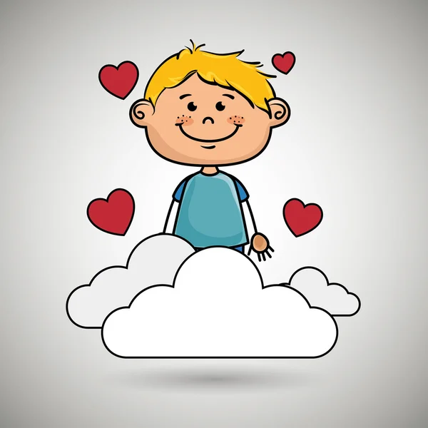 Garçon nuage coeur amour — Image vectorielle