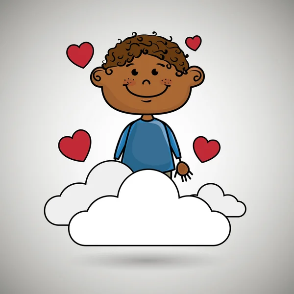 Ragazzo nuvola cuore amore — Vettoriale Stock