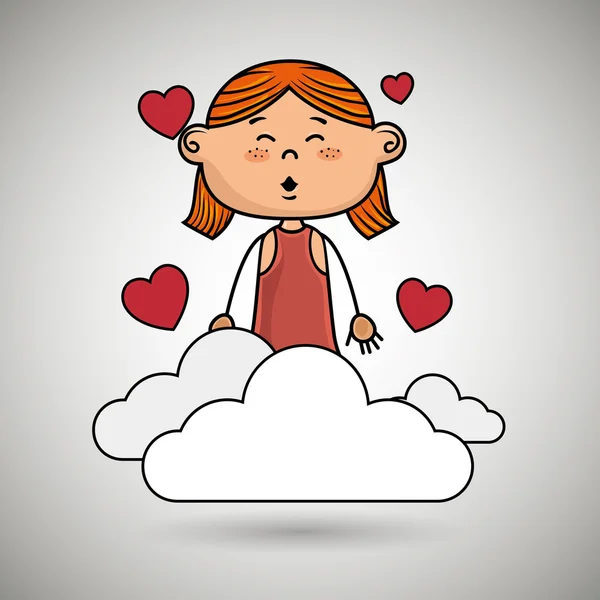 Girl cloud heart love — Stock Vector