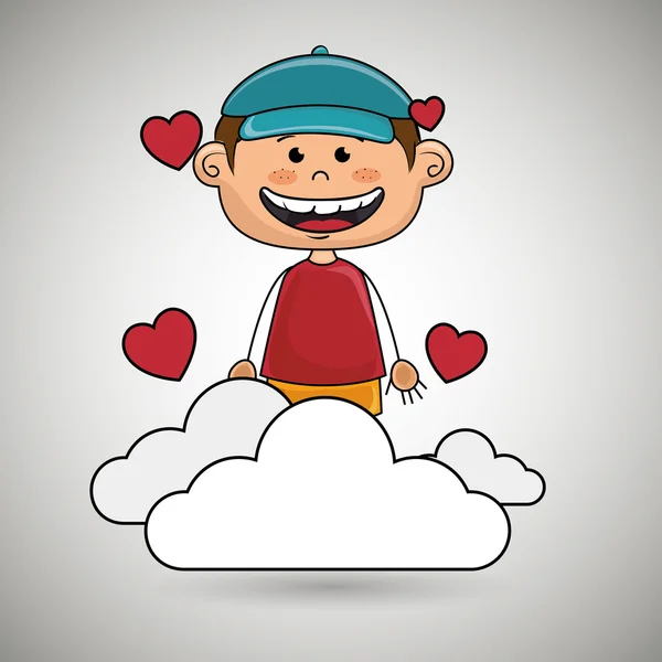 Αγάπη καρδιά σύννεφο αγόρι — Διανυσματικό Αρχείο