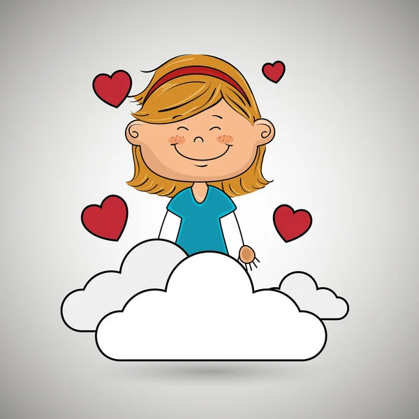 Girl cloud heart love — Stock Vector