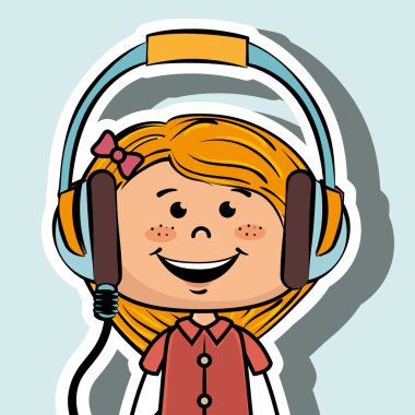 kız çocuk kulaklık müzik simgesi