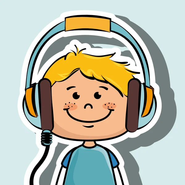 Gyerek fejhallgató zene ikon — Stock Vector