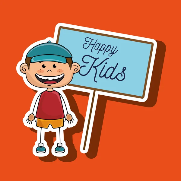 Boy kids happy poster — Stock Vector