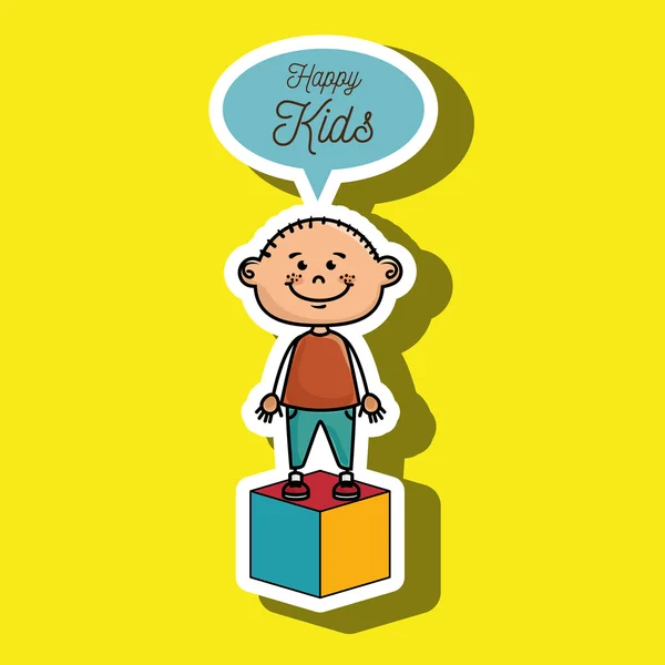 Garçon enfants heureux icône cube — Image vectorielle
