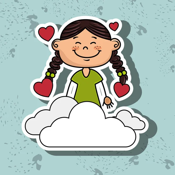 Dziewczyna chmura serce miłość — Wektor stockowy
