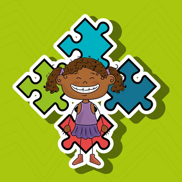 Meisje kinderen puzzel pictogram — Stockvector